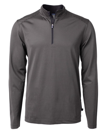 Cutter & Buck Virtue Recycled Micro Stripe Featherlight Pique Mens Quarter Zip Pullover