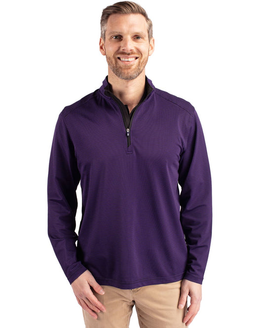 Cutter & Buck Virtue Eco Pique Micro Stripe Recycled Mens Quarter Zip - MCK01258