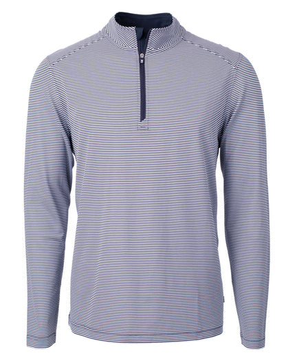 Cutter & Buck Virtue Recycled Micro Stripe Featherlight Pique Mens Quarter Zip Pullover