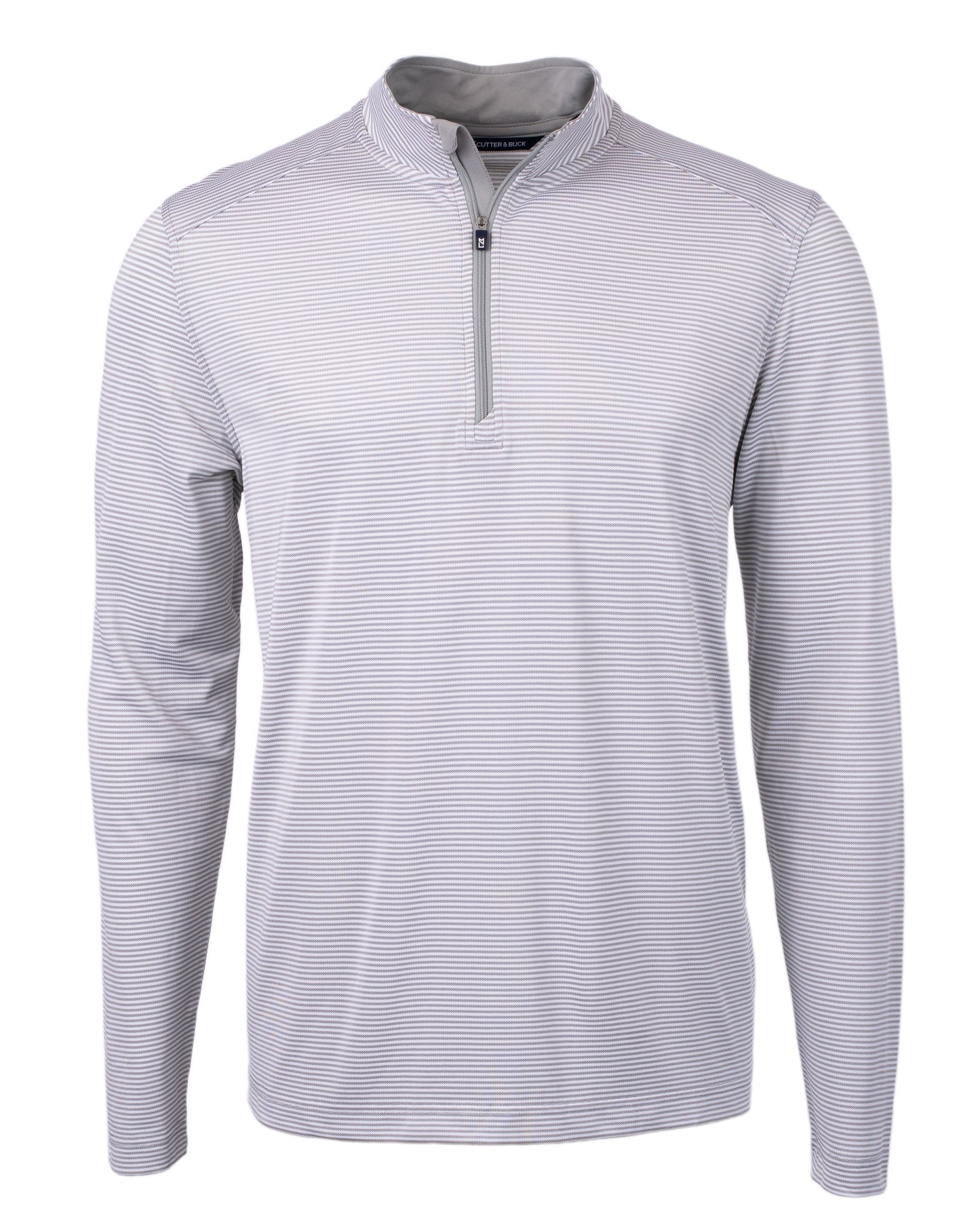 Cutter & Buck Virtue Recycled Micro Stripe Featherlight Pique Mens Quarter Zip Pullover