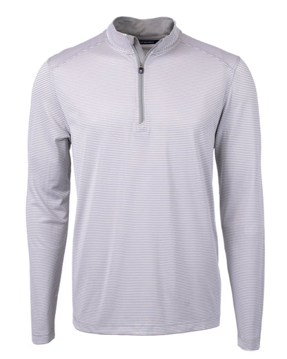 Cutter & Buck Virtue Recycled Micro Stripe Featherlight Pique Mens Quarter Zip Pullover