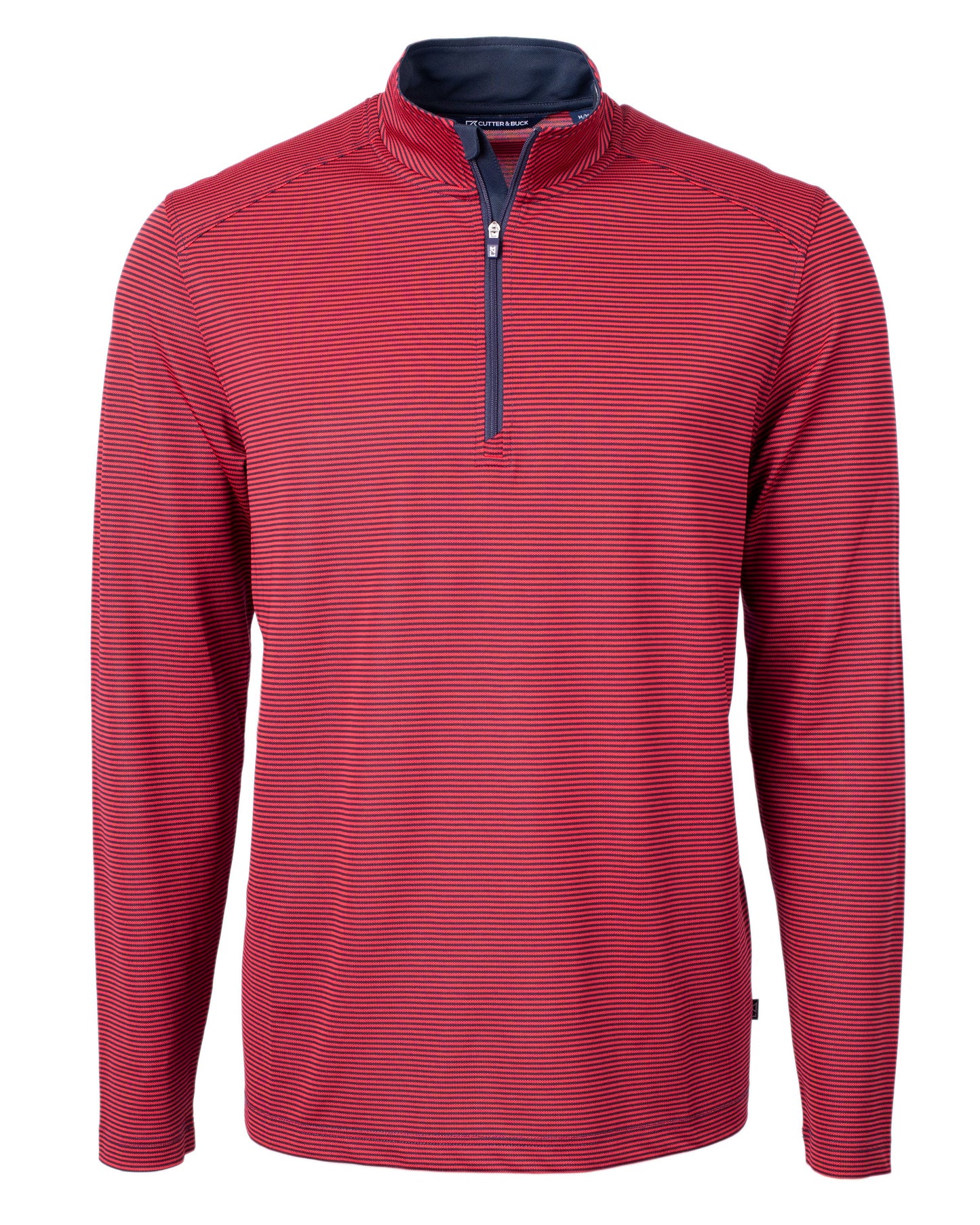 Cutter & Buck Virtue Recycled Micro Stripe Featherlight Pique Mens Quarter Zip Pullover