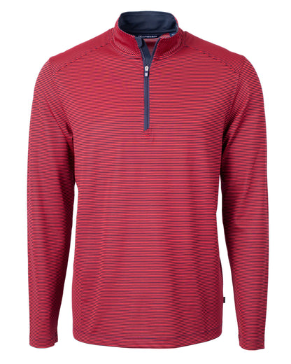 Cutter & Buck Virtue Recycled Micro Stripe Featherlight Pique Mens Quarter Zip Pullover
