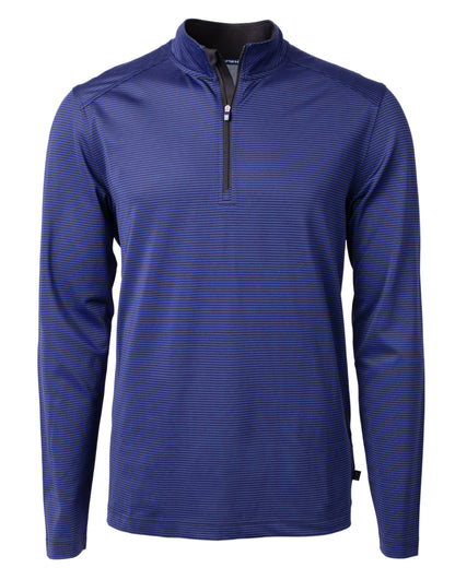 Cutter & Buck Virtue Recycled Micro Stripe Featherlight Pique Mens Quarter Zip Pullover