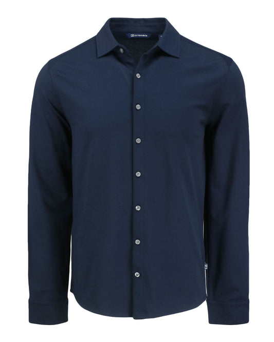 Cutter & Buck Advantage Epic Confidence Recycled Tri-Blend Pique Mens Long Sleeve Button Down Shirt