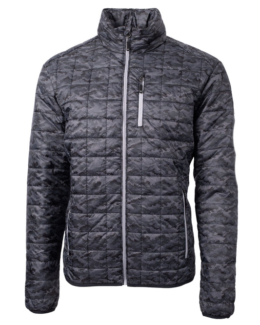Cutter & Buck Rainier Recycled Insulated Printed Puffer Mens Full Zip Jacket