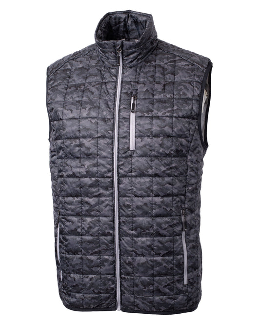 Cutter & Buck Rainier Recycled Insulated Printed Puffer Mens Full Zip Vest