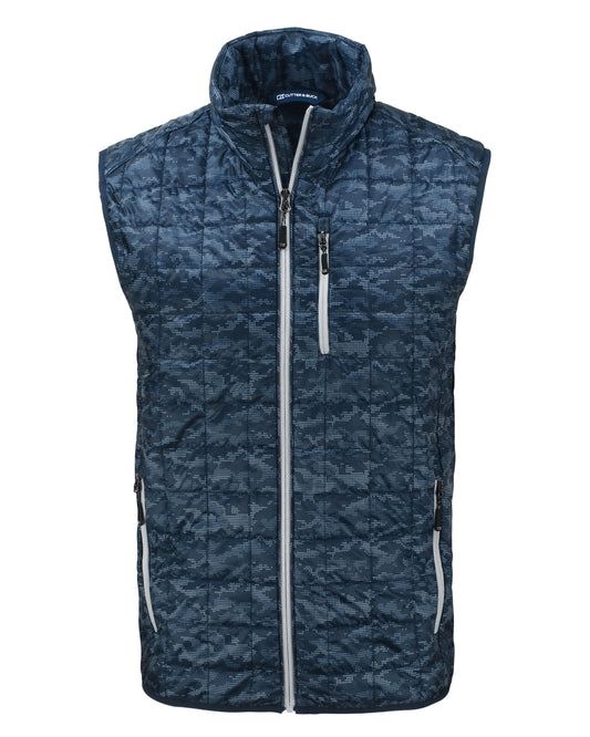 Cutter & Buck Rainier Recycled Insulated Printed Puffer Mens Full Zip Vest