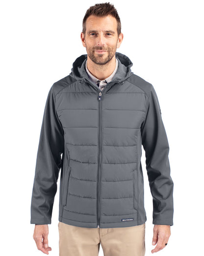 Cutter & Buck Evoke Hybrid Softshell Recycled Full Zip Mens Hooded Jacket - MCO00077