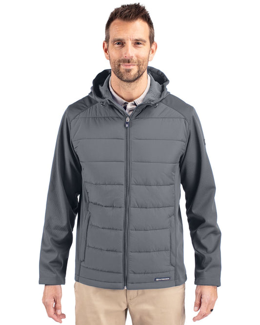 Cutter & Buck Evoke Hybrid Softshell Recycled Full Zip Mens Hooded Jacket - MCO00077