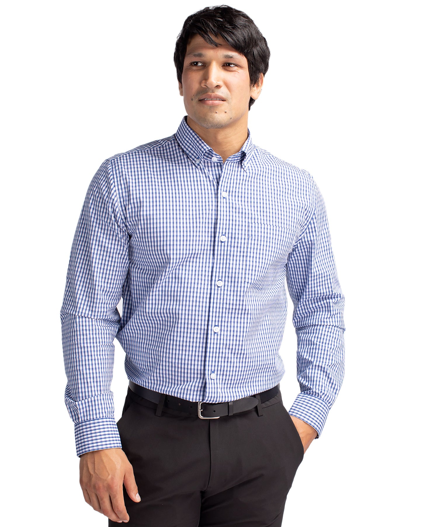 Cutter & Buck Easy Care Stretch Gingham Mens Long Sleeve Dress Shirt - MCW00143