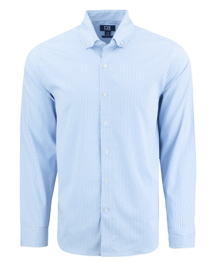 Cutter & Buck Skyline Recycled Gingham Mens Long Sleeve Button Down  Dress Shirt