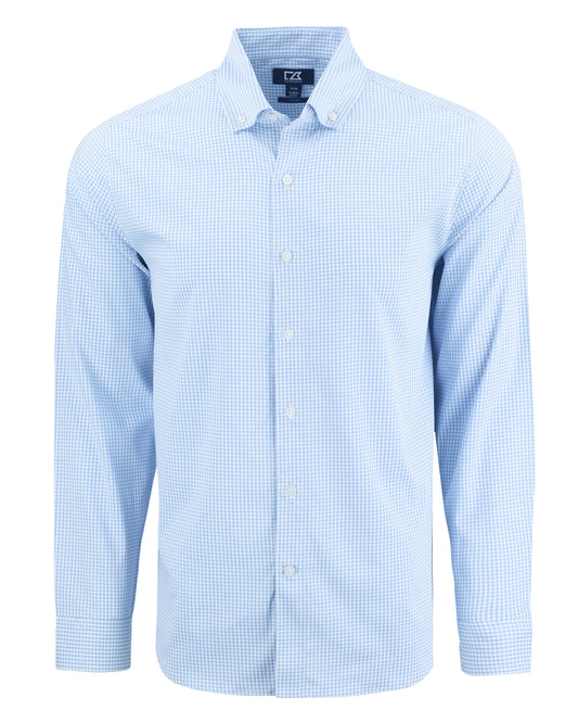 Cutter & Buck Skyline Recycled Gingham Mens Long Sleeve Button Down  Dress Shirt