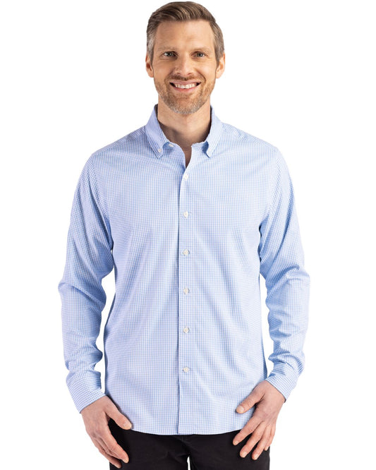 Cutter & Buck Skyline Epic Confidence Recycled Gingham Mens Big & Tall Long Sleeve Dress Shirt  Big & Tall - BCW00236