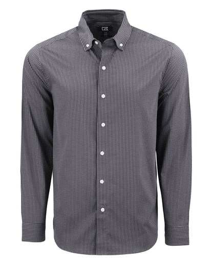 Cutter & Buck Skyline Recycled Gingham Mens Long Sleeve Button Down  Dress Shirt