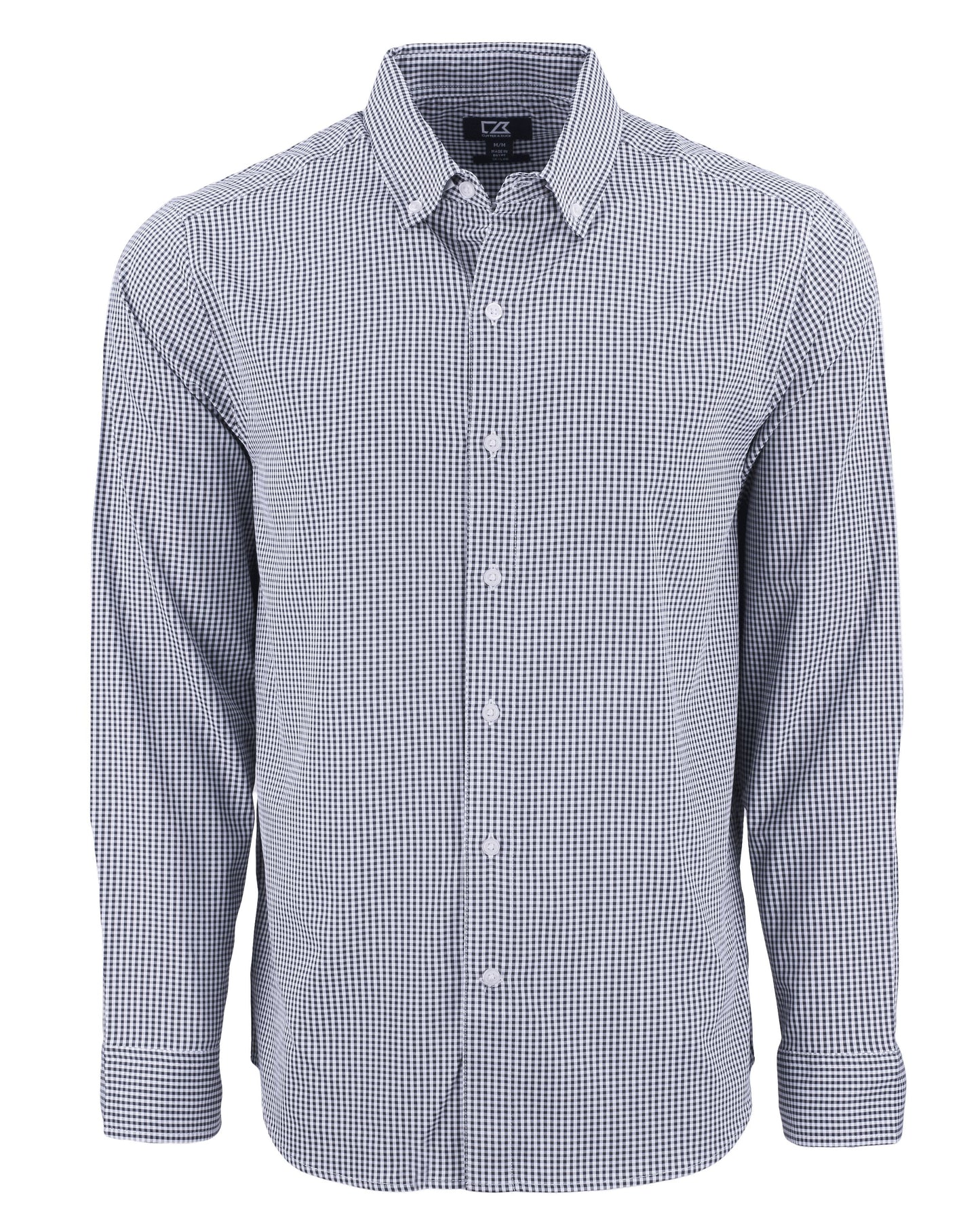 Cutter & Buck Skyline Recycled Gingham Mens Long Sleeve Button Down  Dress Shirt