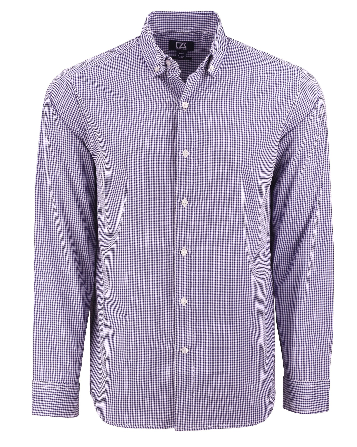 Cutter & Buck Skyline Recycled Gingham Mens Long Sleeve Button Down  Dress Shirt