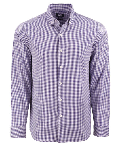 Cutter & Buck Skyline Recycled Gingham Mens Long Sleeve Button Down  Dress Shirt