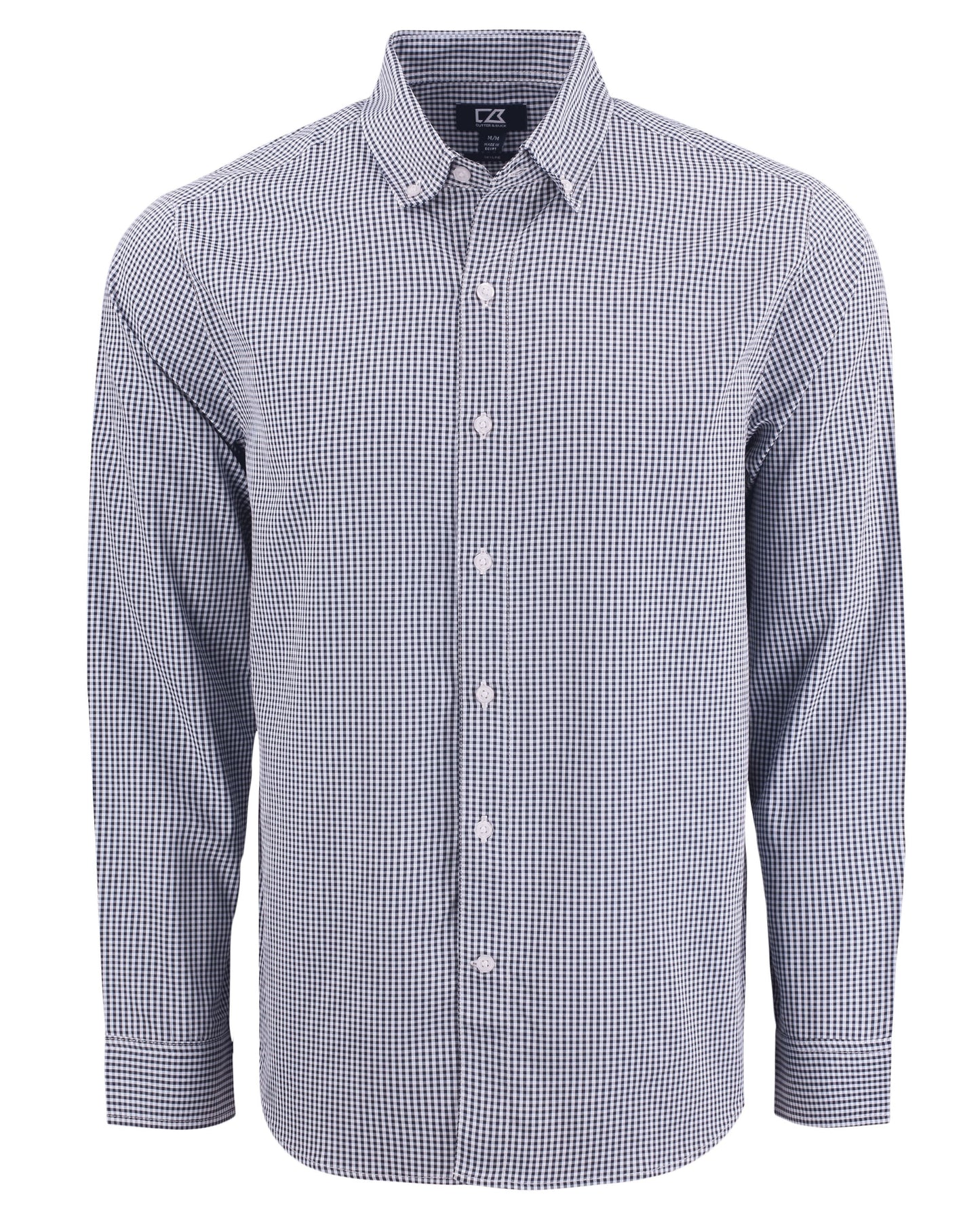 Cutter & Buck Skyline Recycled Gingham Mens Long Sleeve Button Down  Dress Shirt