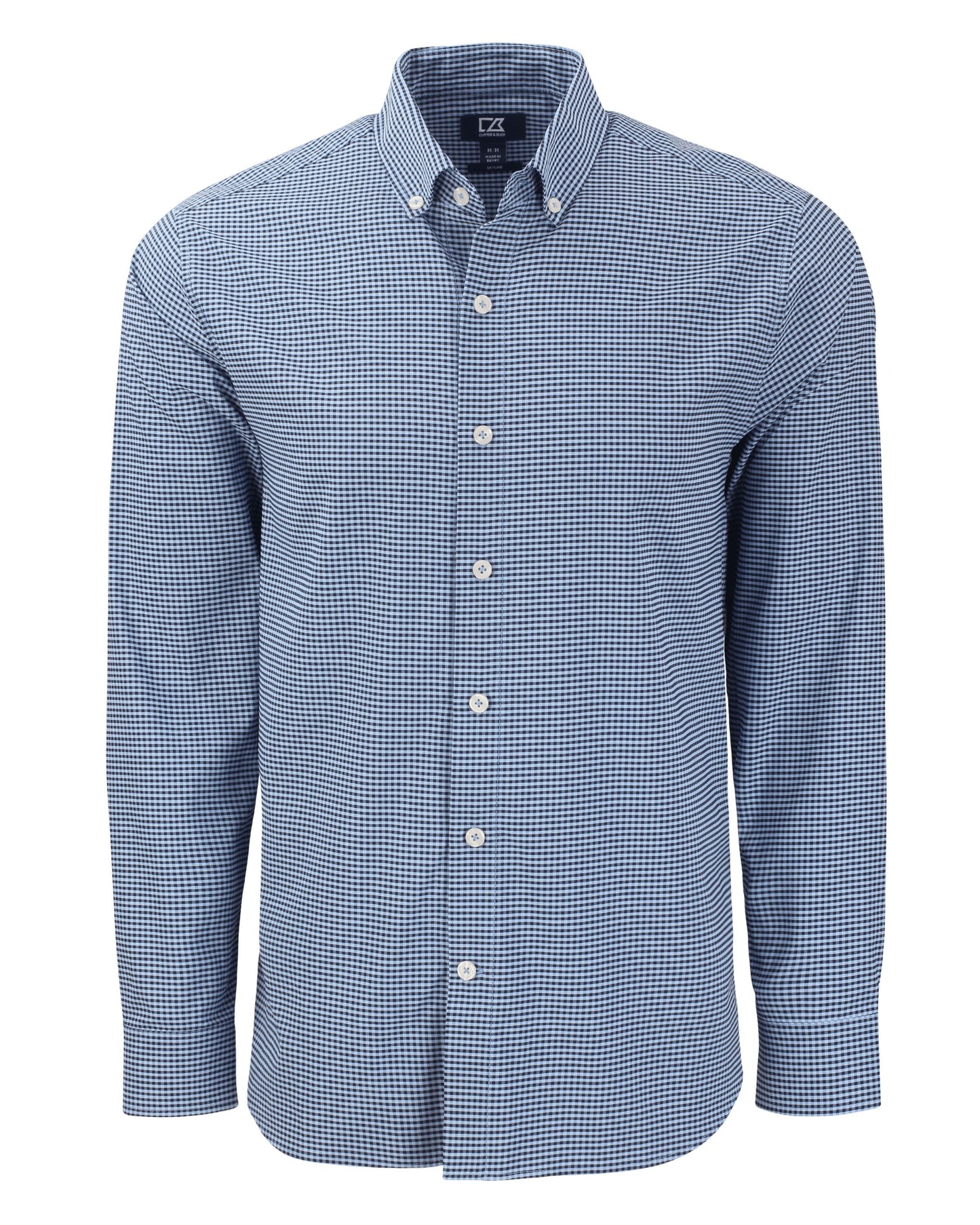 Cutter & Buck Skyline Recycled Gingham Mens Long Sleeve Button Down  Dress Shirt