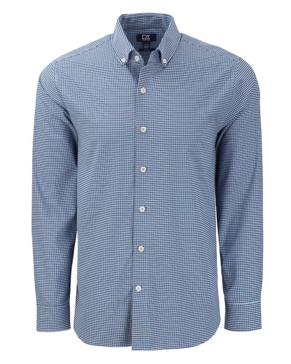 Cutter & Buck Skyline Recycled Gingham Mens Long Sleeve Button Down  Dress Shirt