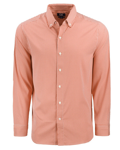 Cutter & Buck Skyline Recycled Gingham Mens Long Sleeve Button Down  Dress Shirt