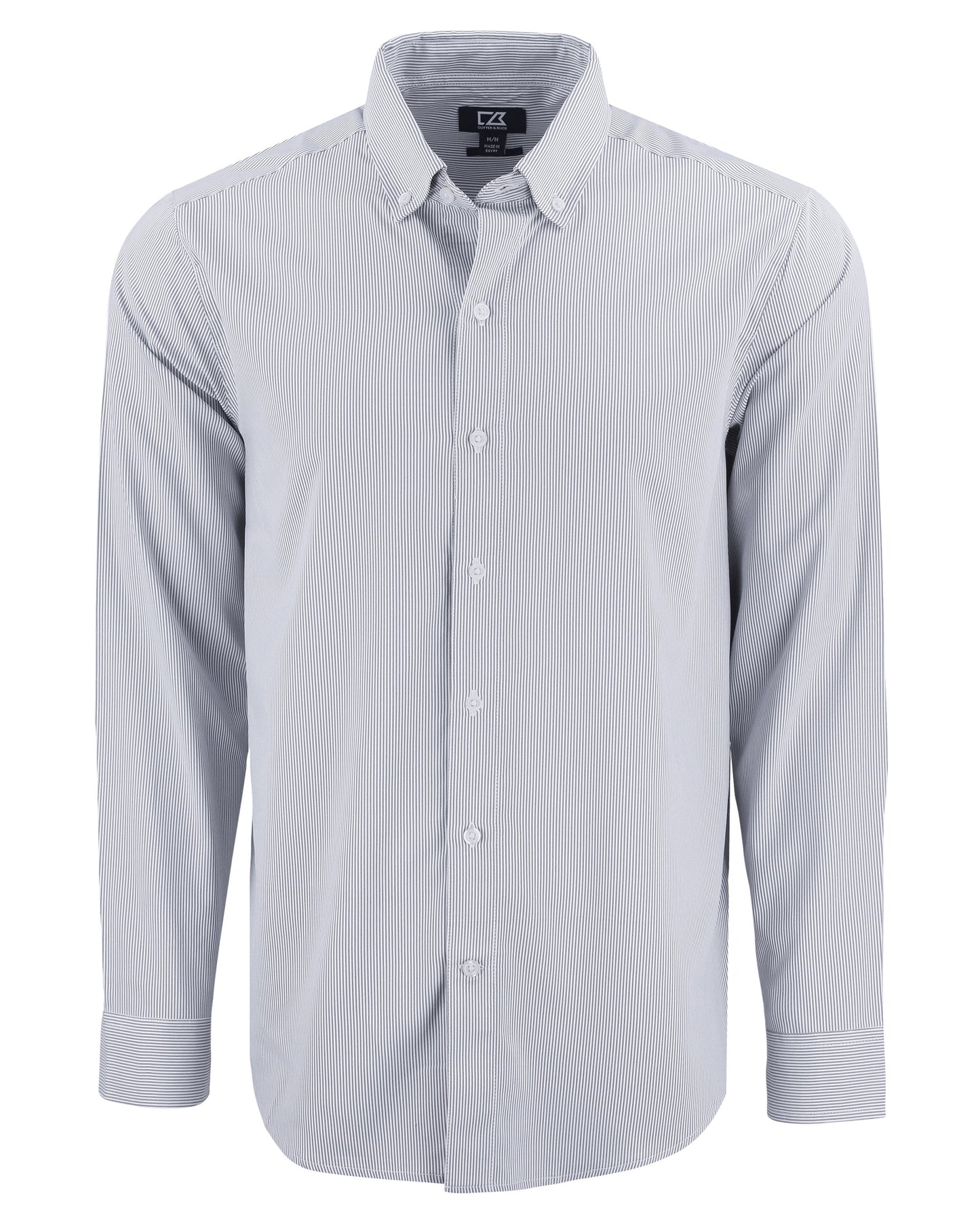 Cutter & Buck Skyline Recycled Pinstripe Mens Long Sleeve Button Down  Dress Shirt