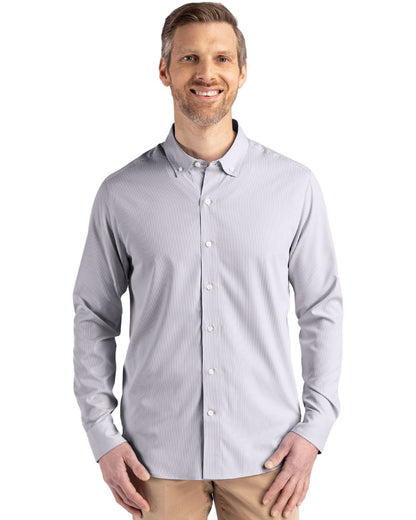 Cutter & Buck Skyline Epic Confidence Recycled Pinstripe Mens Long Sleeve Dress Shirt - MCW00237