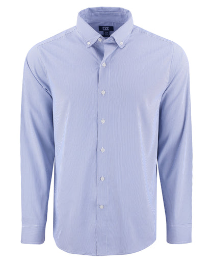 Cutter & Buck Skyline Recycled Pinstripe Mens Long Sleeve Button Down  Dress Shirt