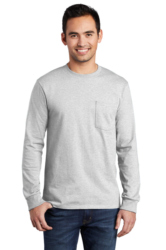 Port & Company? Tall Long Sleeve Essential Pocket Tee.