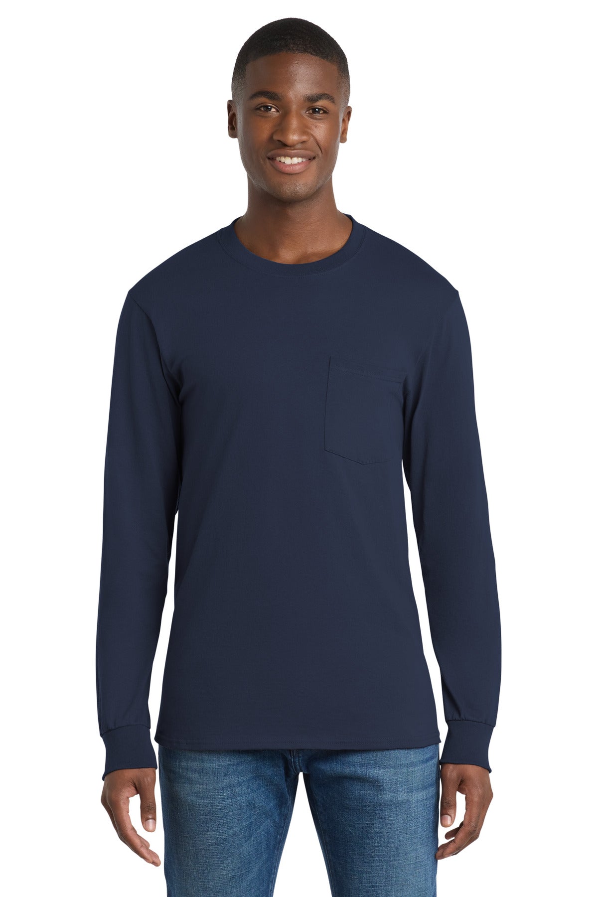 Port & Co™ Tall Long Sleeve Essential Pocket Tee