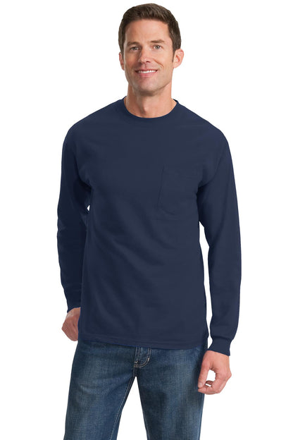 Port & Company? Tall Long Sleeve Essential Pocket Tee.