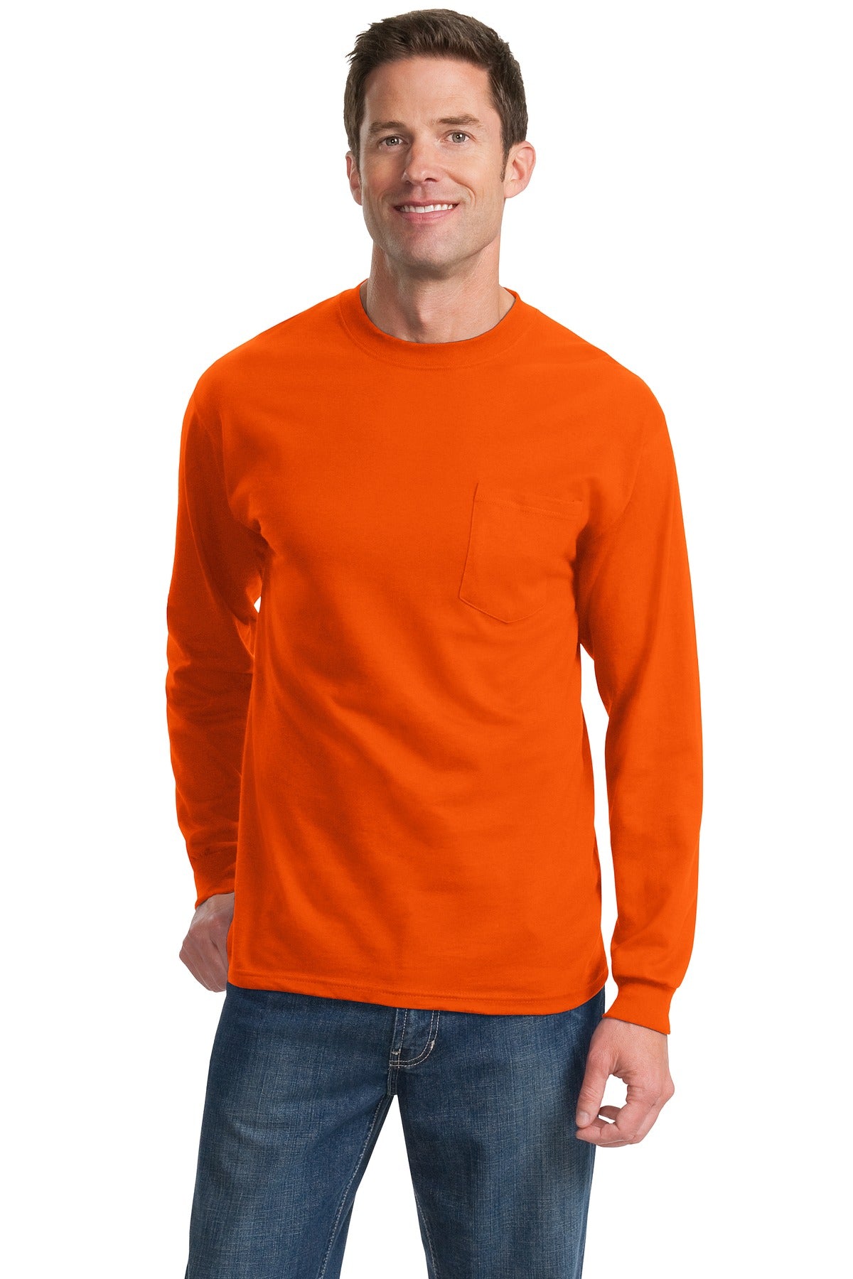 Port & Company? Tall Long Sleeve Essential Pocket Tee.