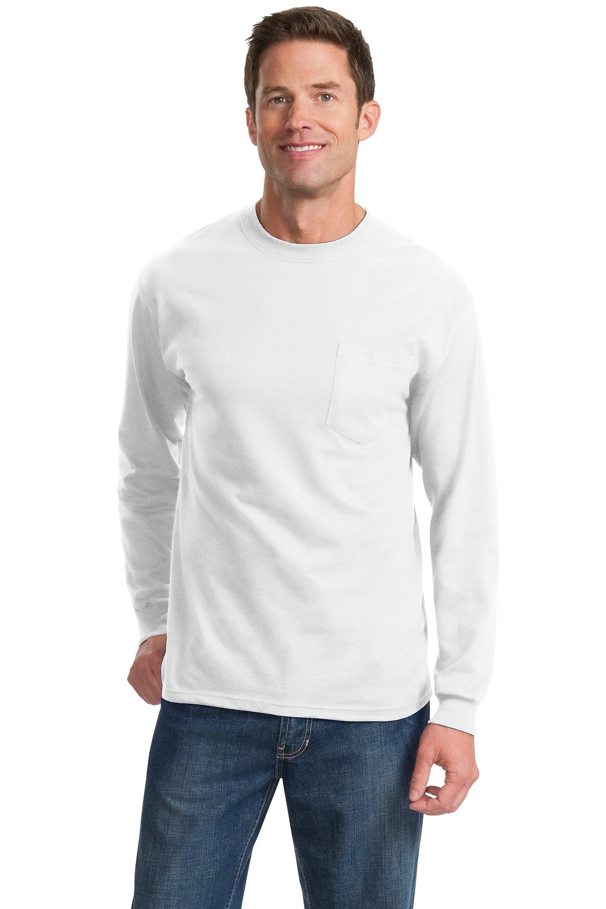 Port & Company? Tall Long Sleeve Essential Pocket Tee.