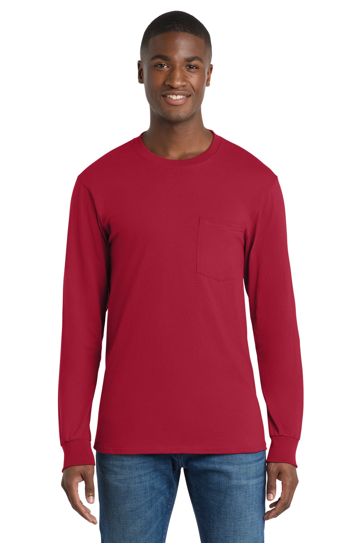Port & Co™ Tall Long Sleeve Essential Pocket Tee