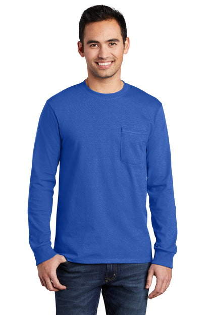 Port & Company? Tall Long Sleeve Essential Pocket Tee.