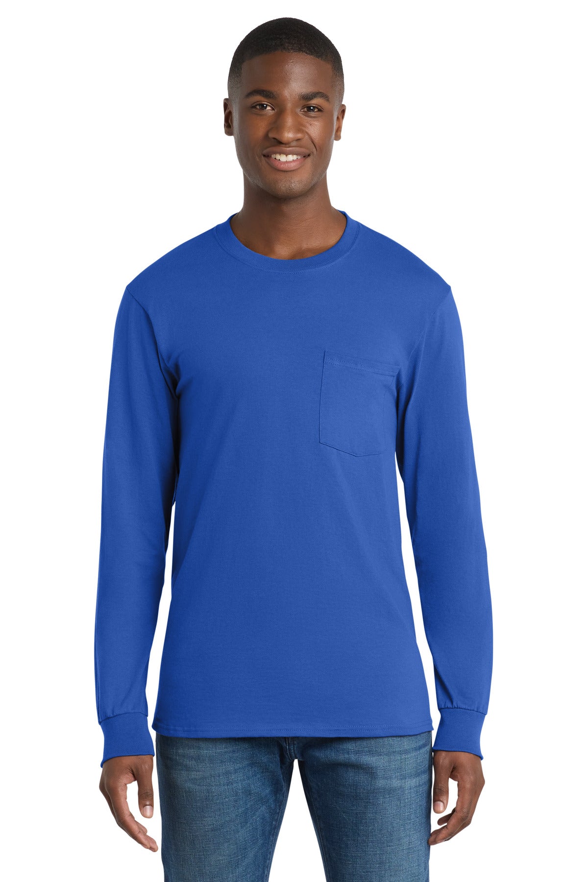 Port & Co™ Tall Long Sleeve Essential Pocket Tee
