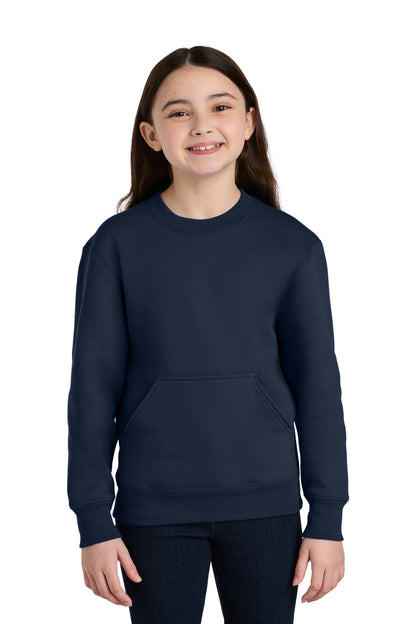 Port & Co™ Youth Core Fleece Crewneck Pocket Sweatshirt