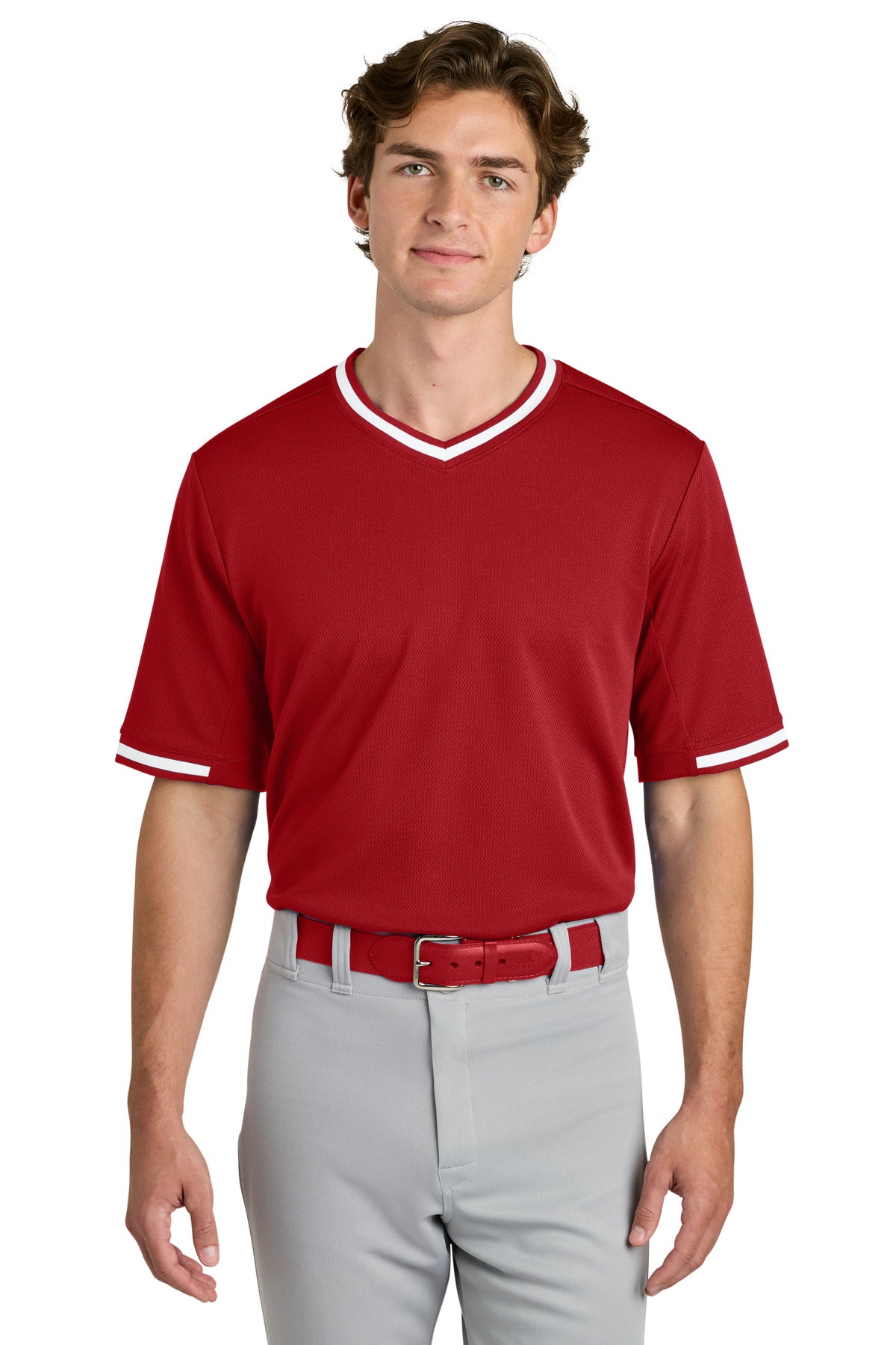Sport-Tek® Tough Mesh V-Neck Baseball Jersey