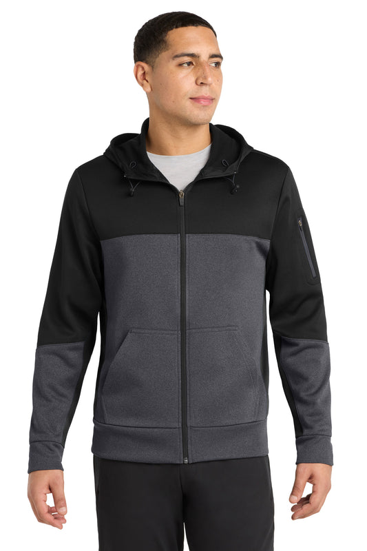 Sport-Tek® Tech Fleece Colorblock Full-Zip Hooded Jacket