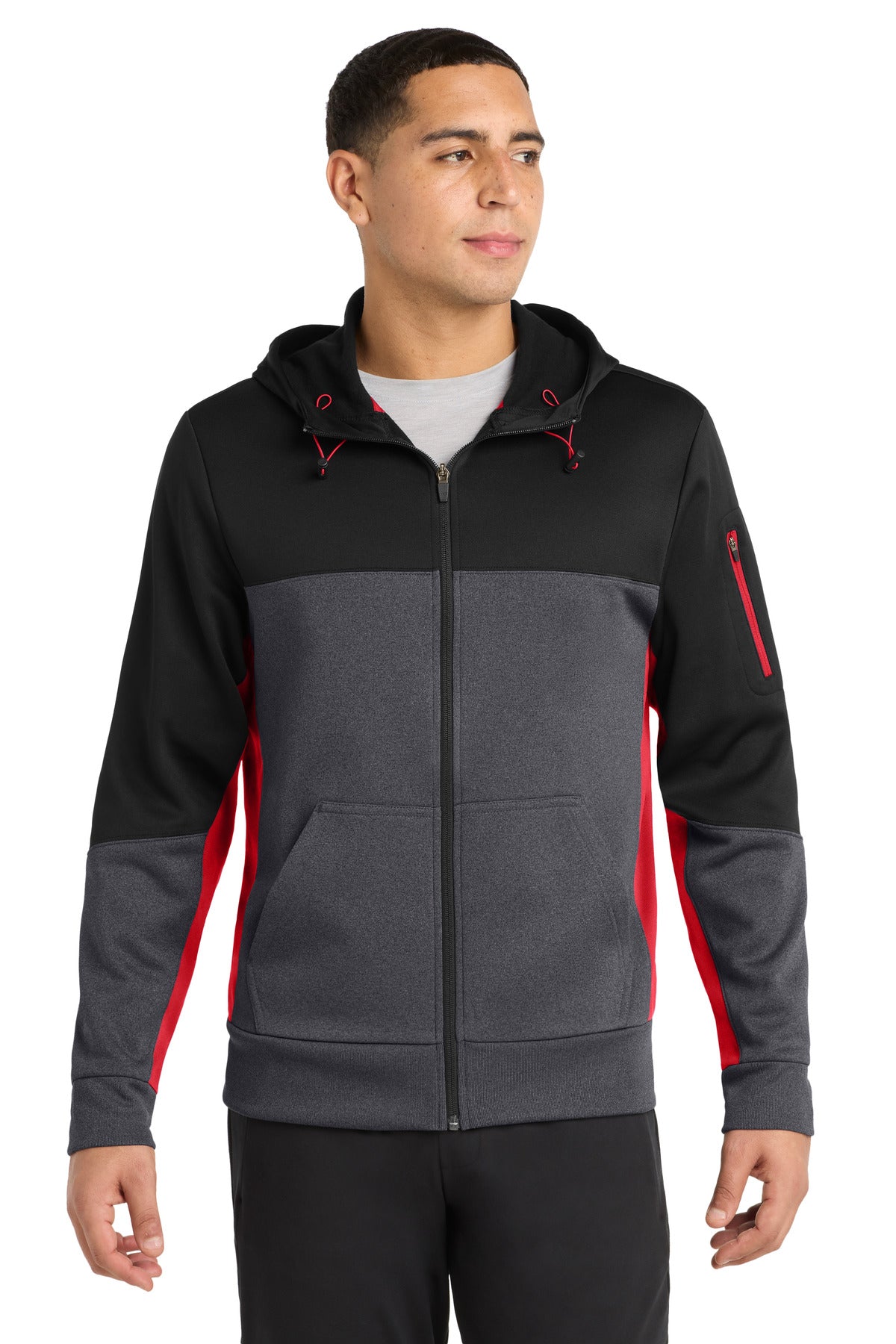 Sport-Tek® Tech Fleece Colorblock Full-Zip Hooded Jacket