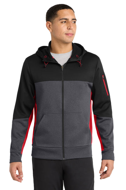 Sport-Tek® Tech Fleece Colorblock Full-Zip Hooded Jacket