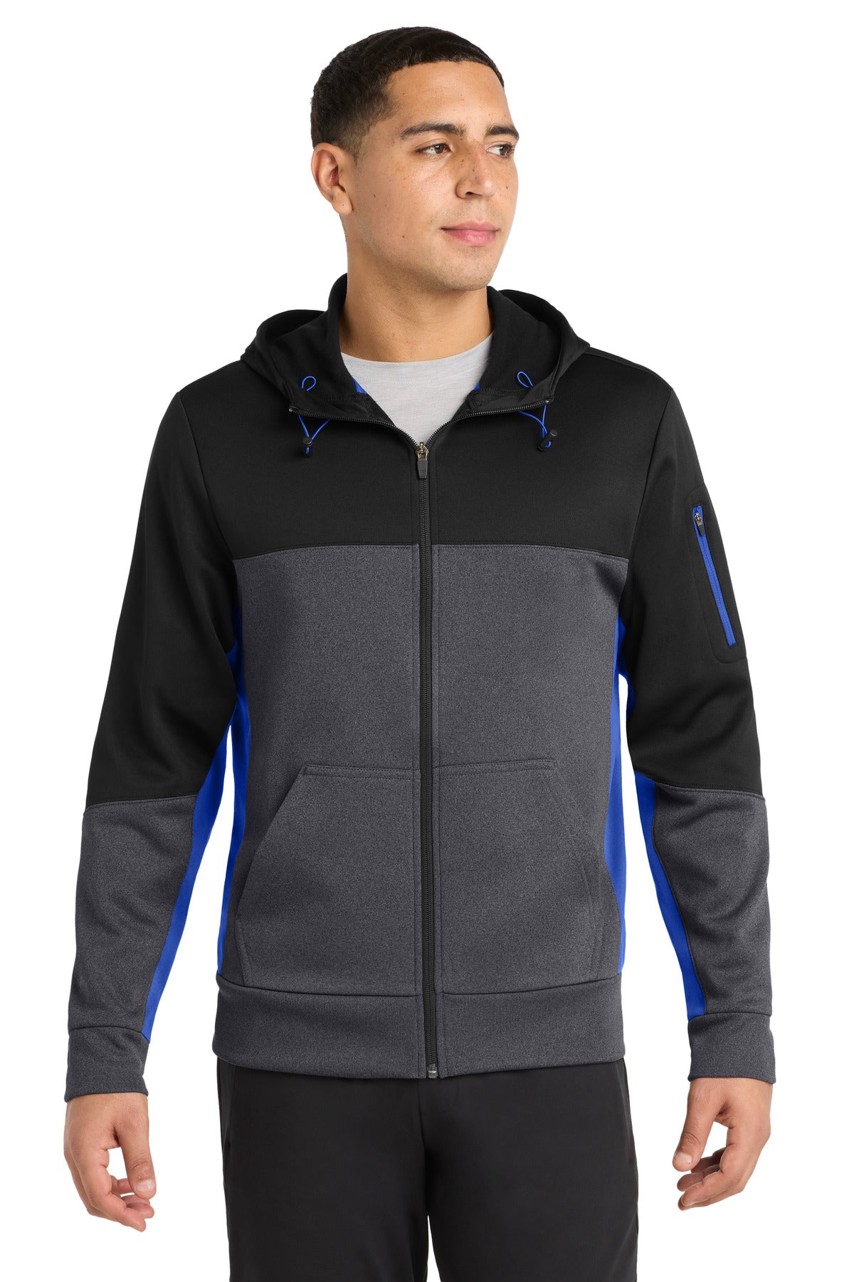 Sport-Tek® Tech Fleece Colorblock Full-Zip Hooded Jacket
