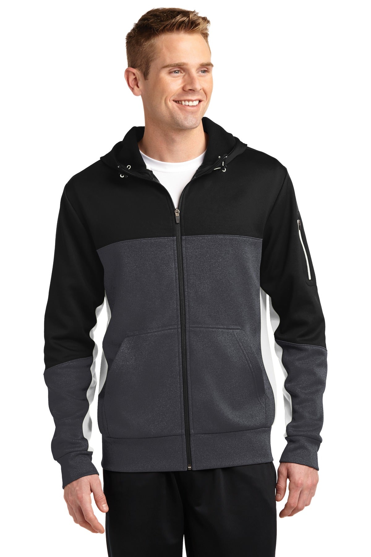 Sport-Tek? Tech Fleece Colorblock Full-Zip Hooded Jacke
