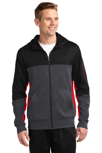 Sport-Tek? Tech Fleece Colorblock Full-Zip Hooded Jacke