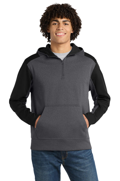 Sport-Tek®  Tech Fleece Colorblock 1/4-Zip Hooded Sweatshirt