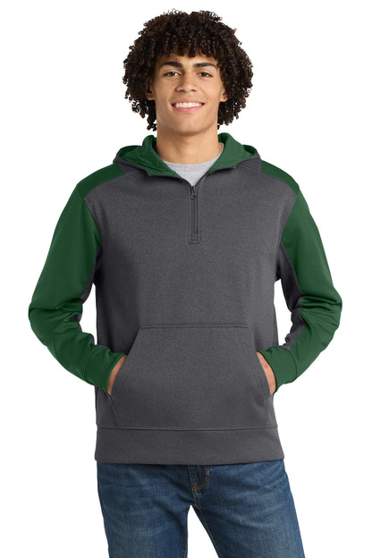 Sport-Tek®  Tech Fleece Colorblock 1/4-Zip Hooded Sweatshirt