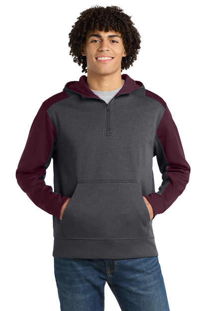 Sport-Tek®  Tech Fleece Colorblock 1/4-Zip Hooded Sweatshirt