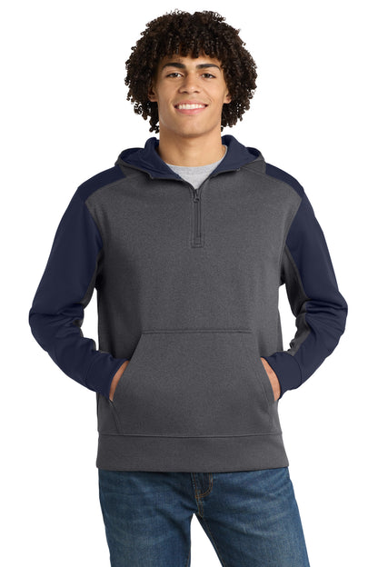 Sport-Tek®  Tech Fleece Colorblock 1/4-Zip Hooded Sweatshirt
