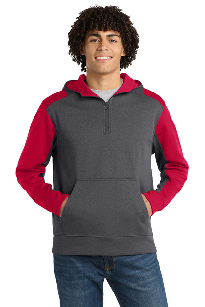 Sport-Tek®  Tech Fleece Colorblock 1/4-Zip Hooded Sweatshirt